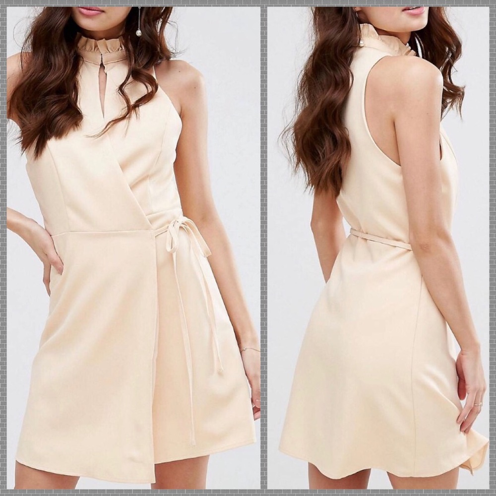 NWT high neck ruffle wrap dress